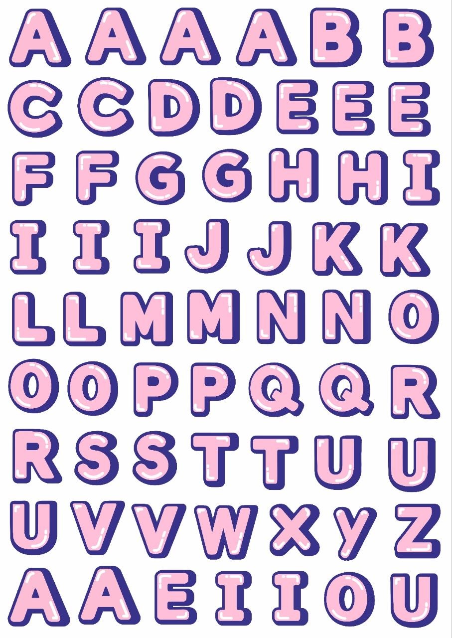 Alphabets Pink Pop – Press N Peel Stickers (UV DTF) Size A6