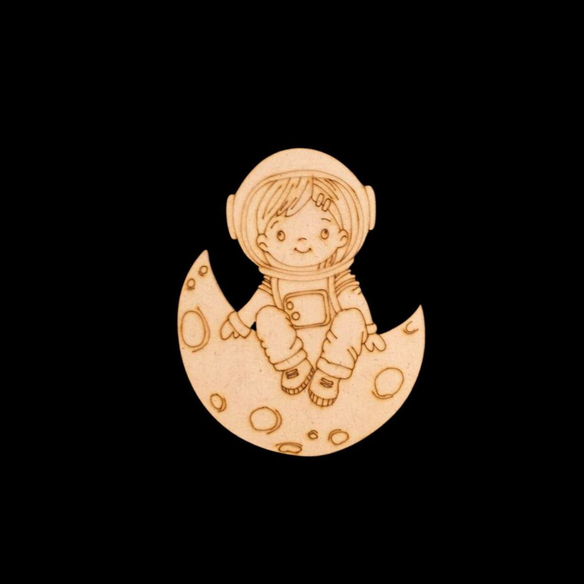 Astronaut Chilling on moon (MDF Lasercut Premarked Colouring Base)