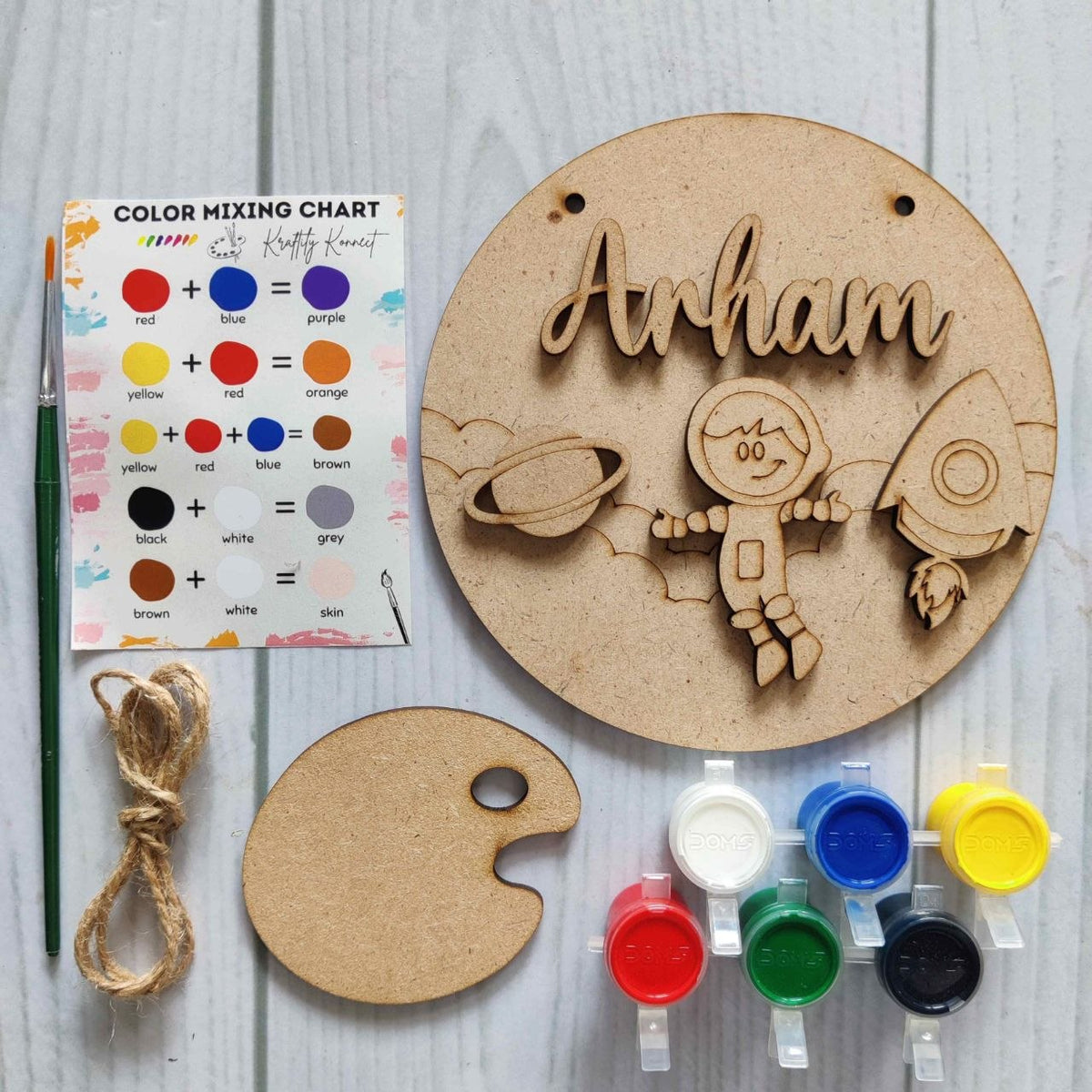 Astronaut Space Rocket - DIY Name Plate Kit (Personalised MDF)