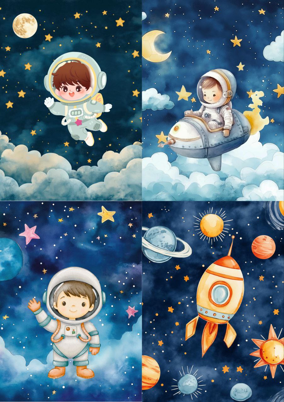 Astronaut Space Rocket Theme (Decoupage Paper)