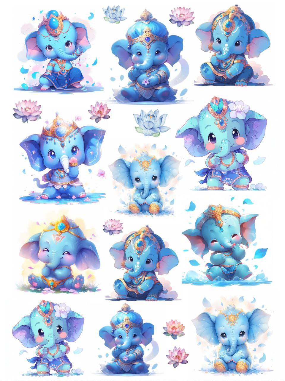 Baby Ganesha in Blue (Instant Transfer Sheet)