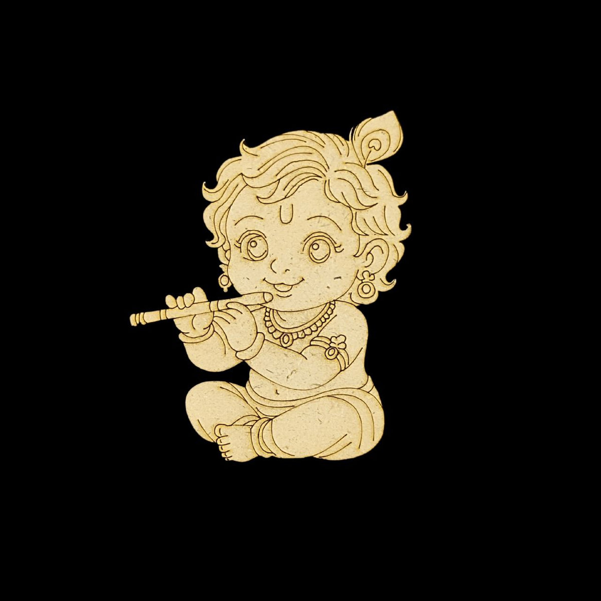 Baby Krishna playing Flute (Premarked base MDF) Hindu elements