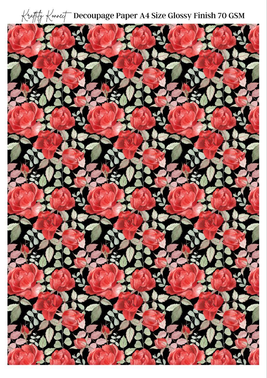 Bed of Red Roses - Seamless (Decoupage Paper - Valentine's)