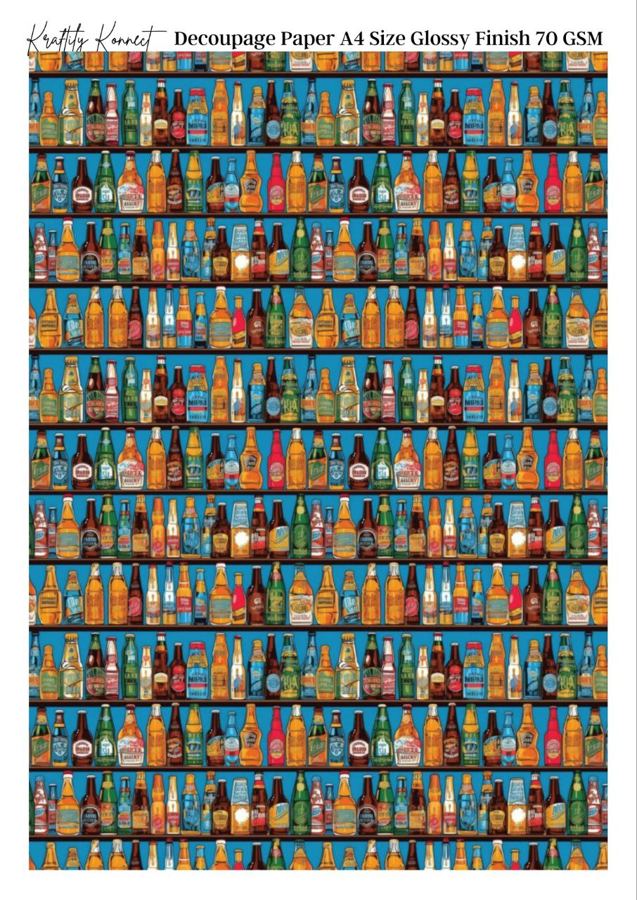 Beer Bottles in a Row - Alcohol ( Decoupage Papers )