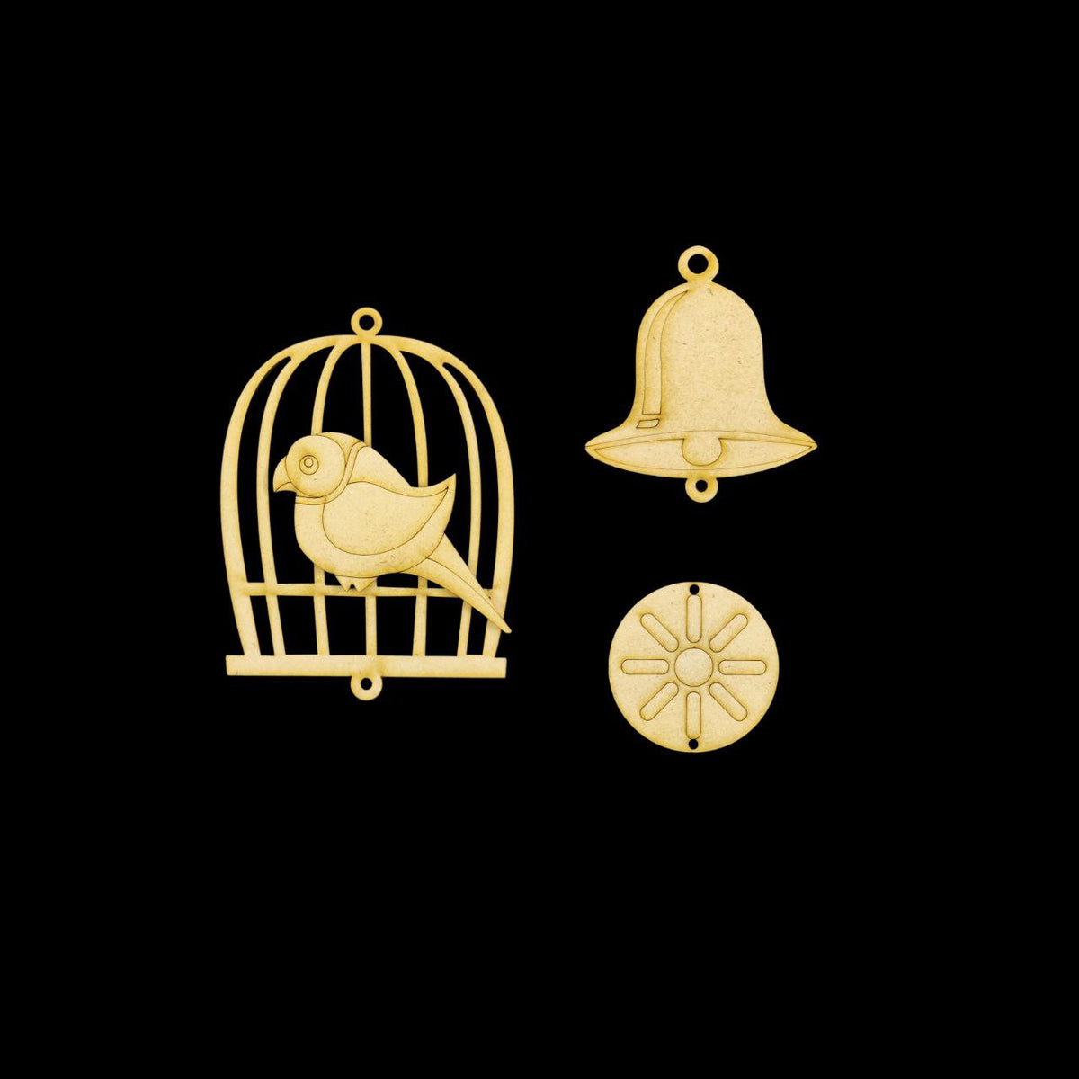 Bird Bell & Flower (MDF Wall - Car Dangler - Folk Art)