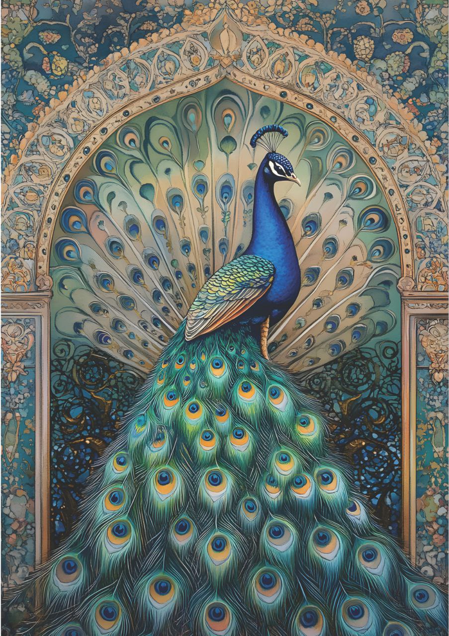 Blessed Peacock - Digital Art (Full Size - Decoupage Paper)