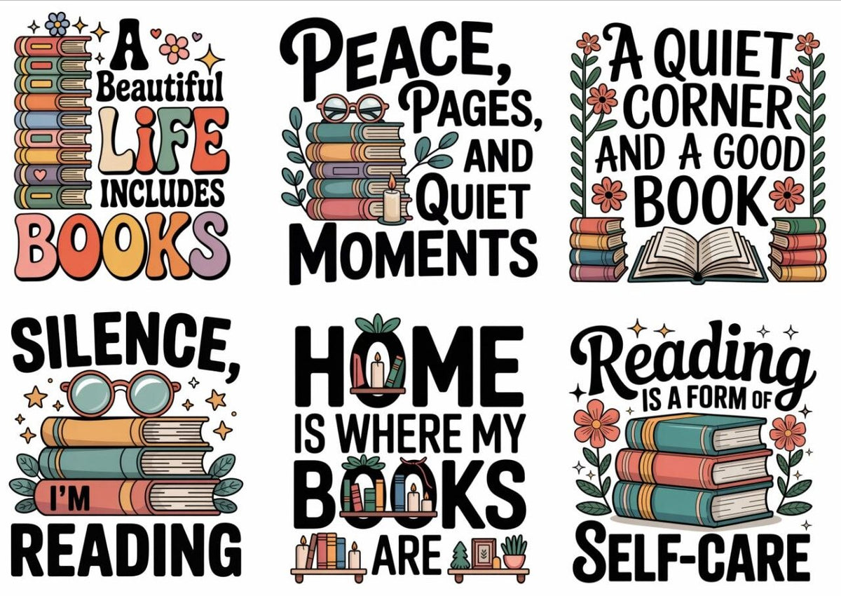 Book Quotes - Press N Peel Stickers (UV DTF) Size A6