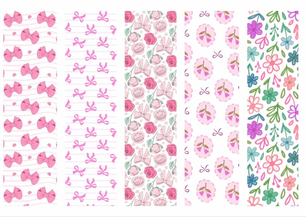Bow Cherry Flower- Mini Bookmarks - Press N Peel Stickers (UV DTF) Size A6