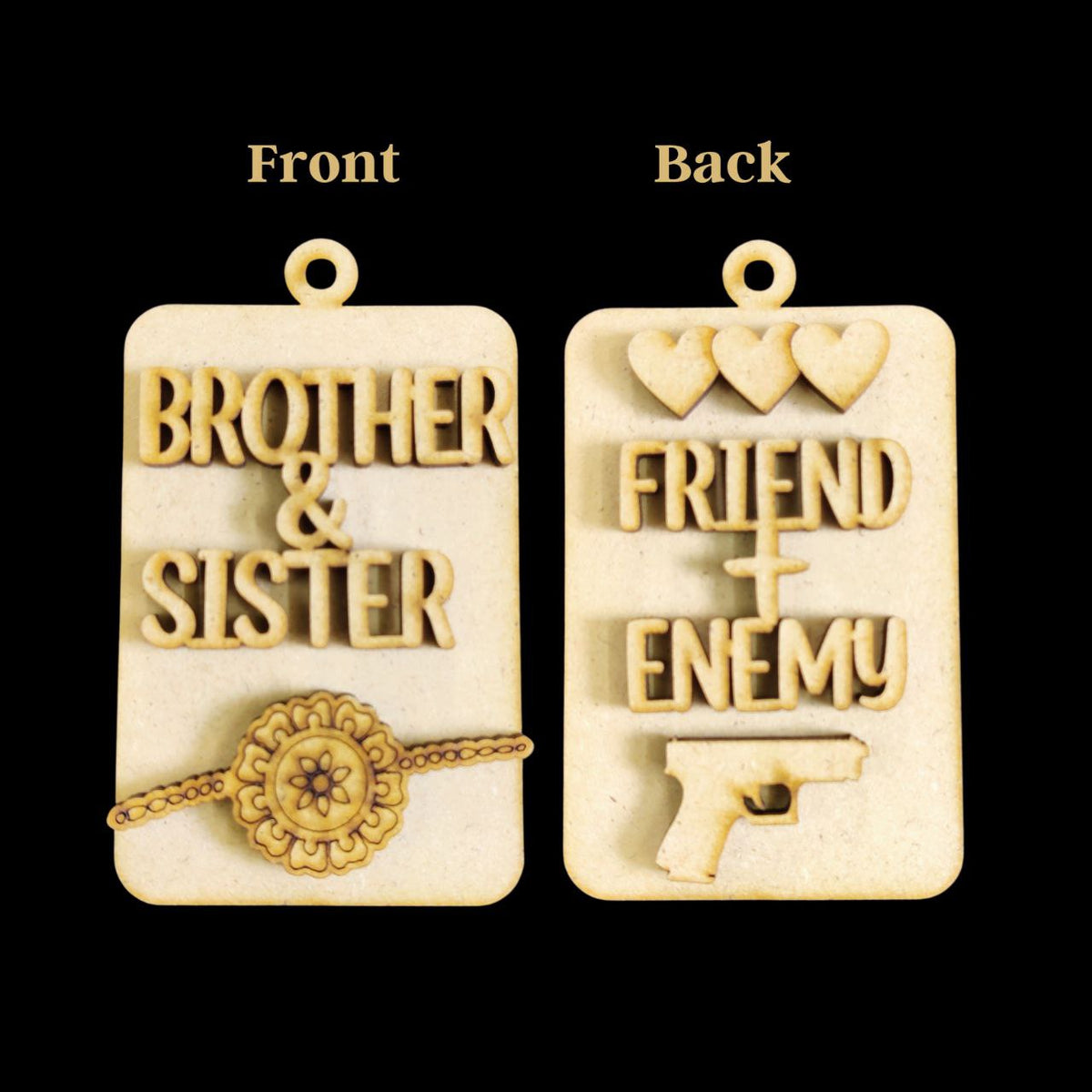 Brother Sister -Front back (MDF Keychain base - Raksha Bandhan)2