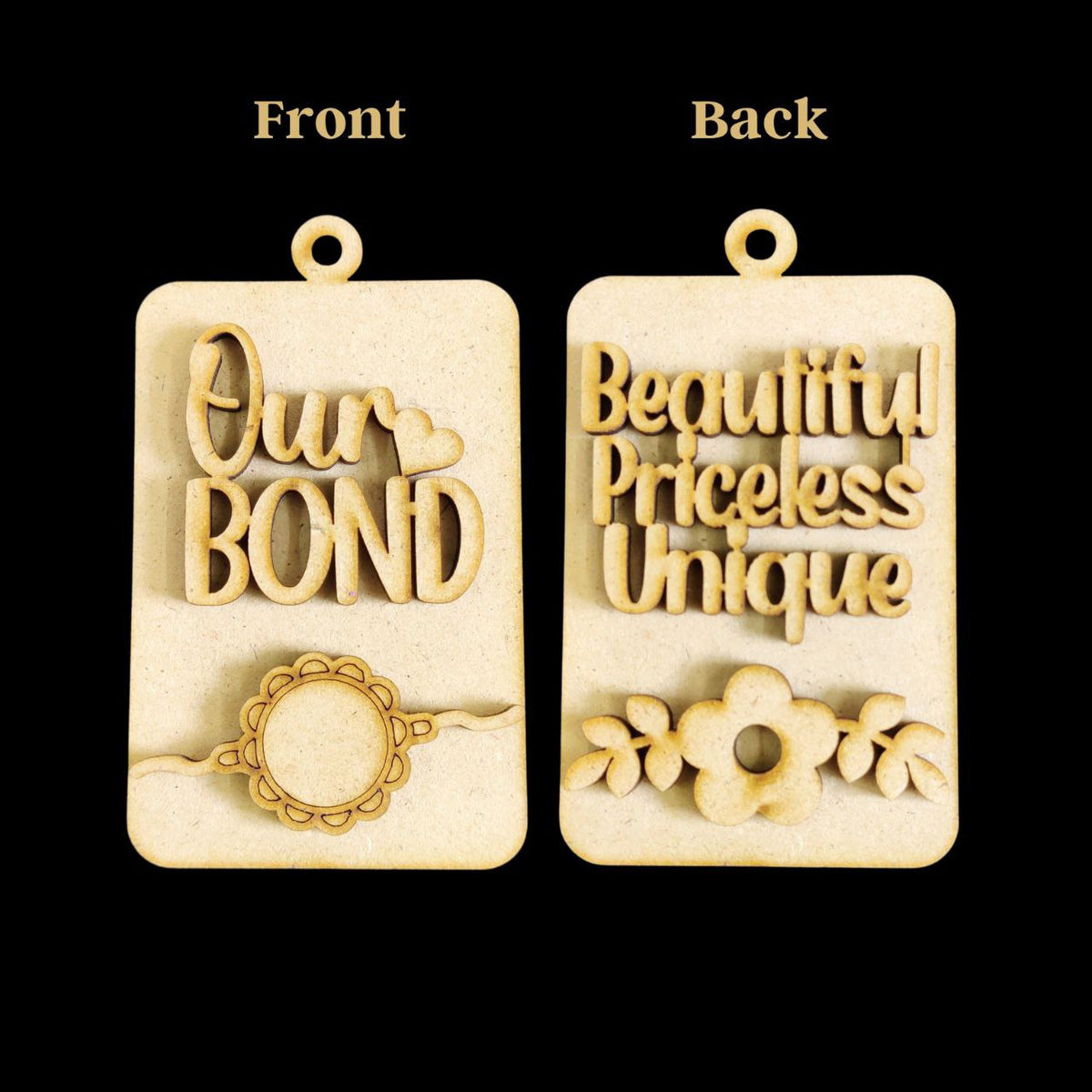 Brother Sister -Front back (MDF Keychain base - Raksha Bandhan) 1