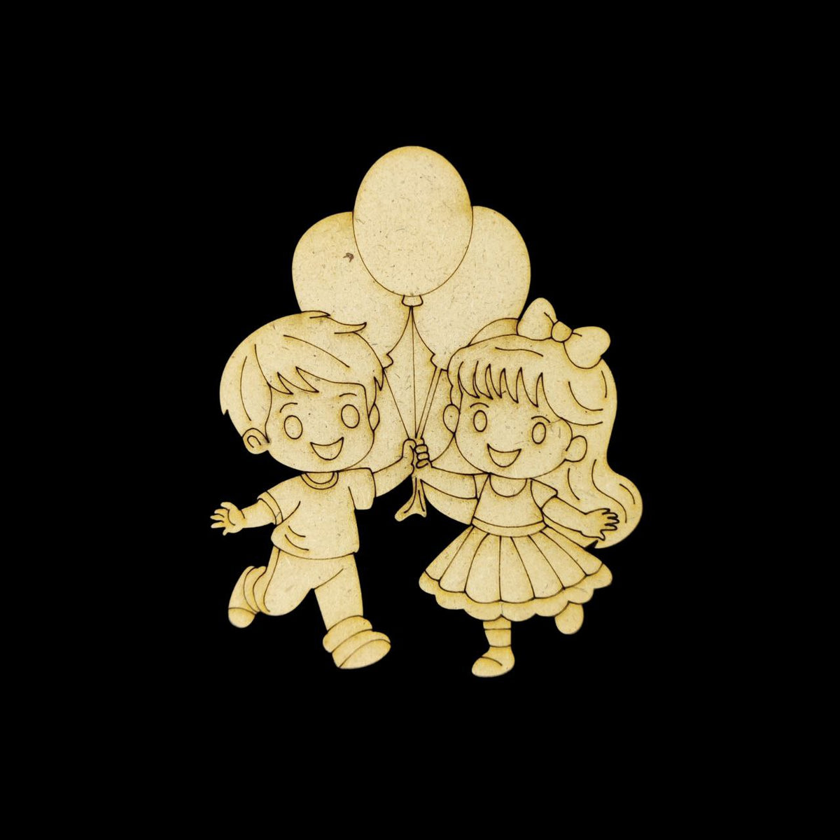 Brother Sister and Balloons (MDF Premarked Base - Raksha Bandhan)