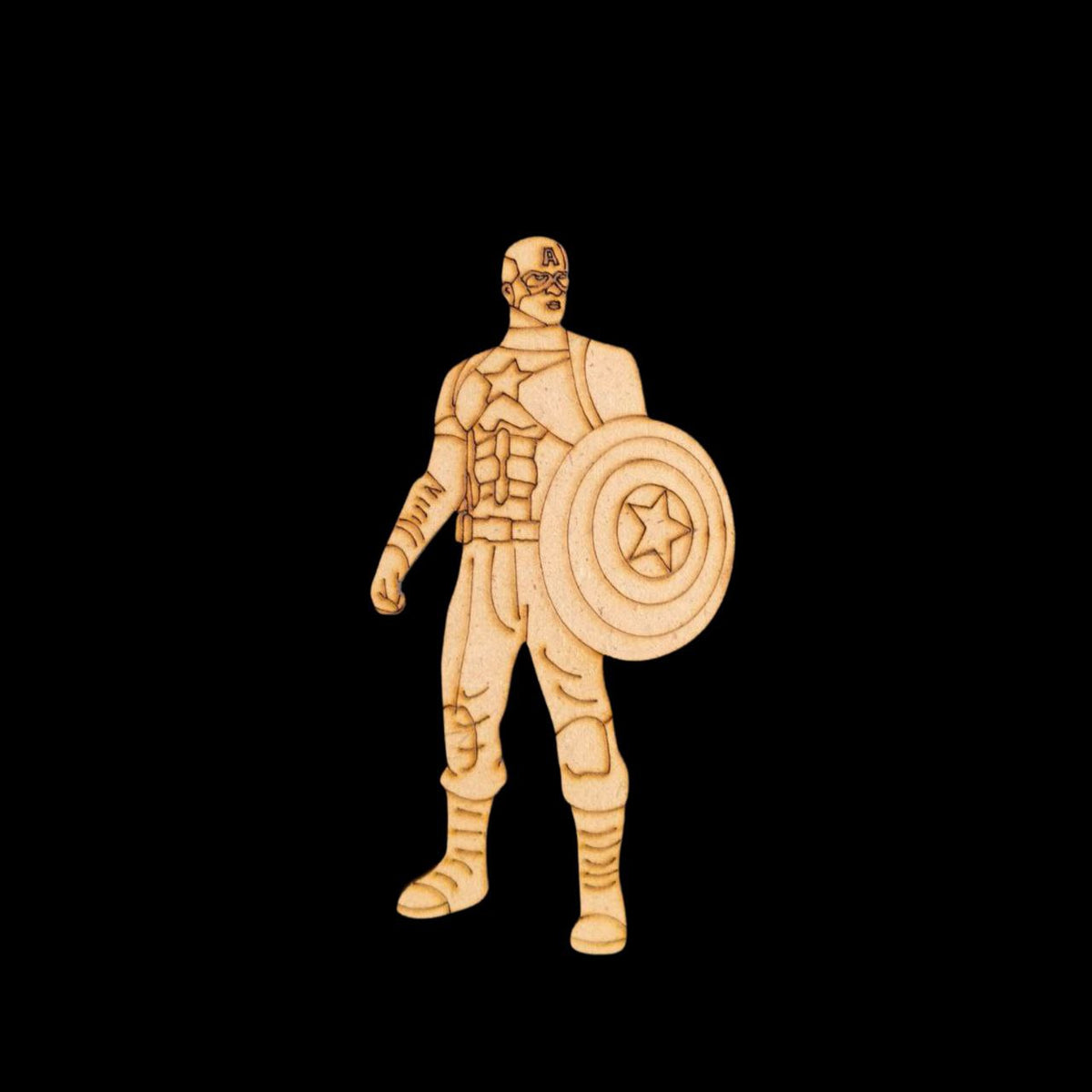 Captain America Figure (MDF Lasercut Premarked Colouring Base)