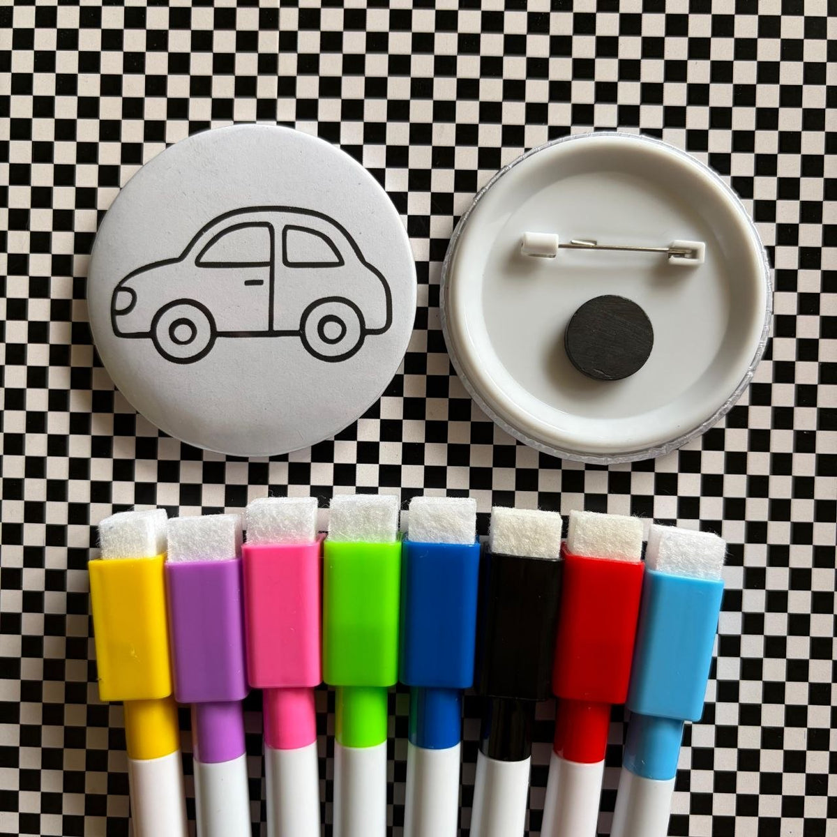 Car - Color & Wipe Badge cum Fridge Magnet Kit