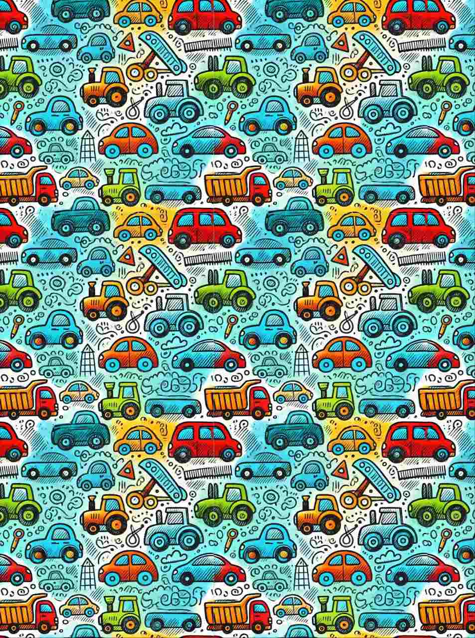 Cars and Trucks - Seamless Pattern (Decoupage Paper)