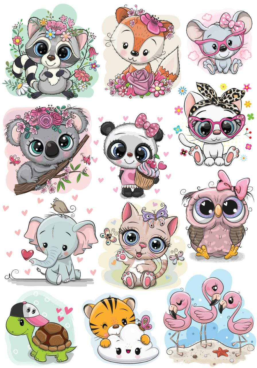 Cartoonish Animals mix ( Instant Transfer Sheets )