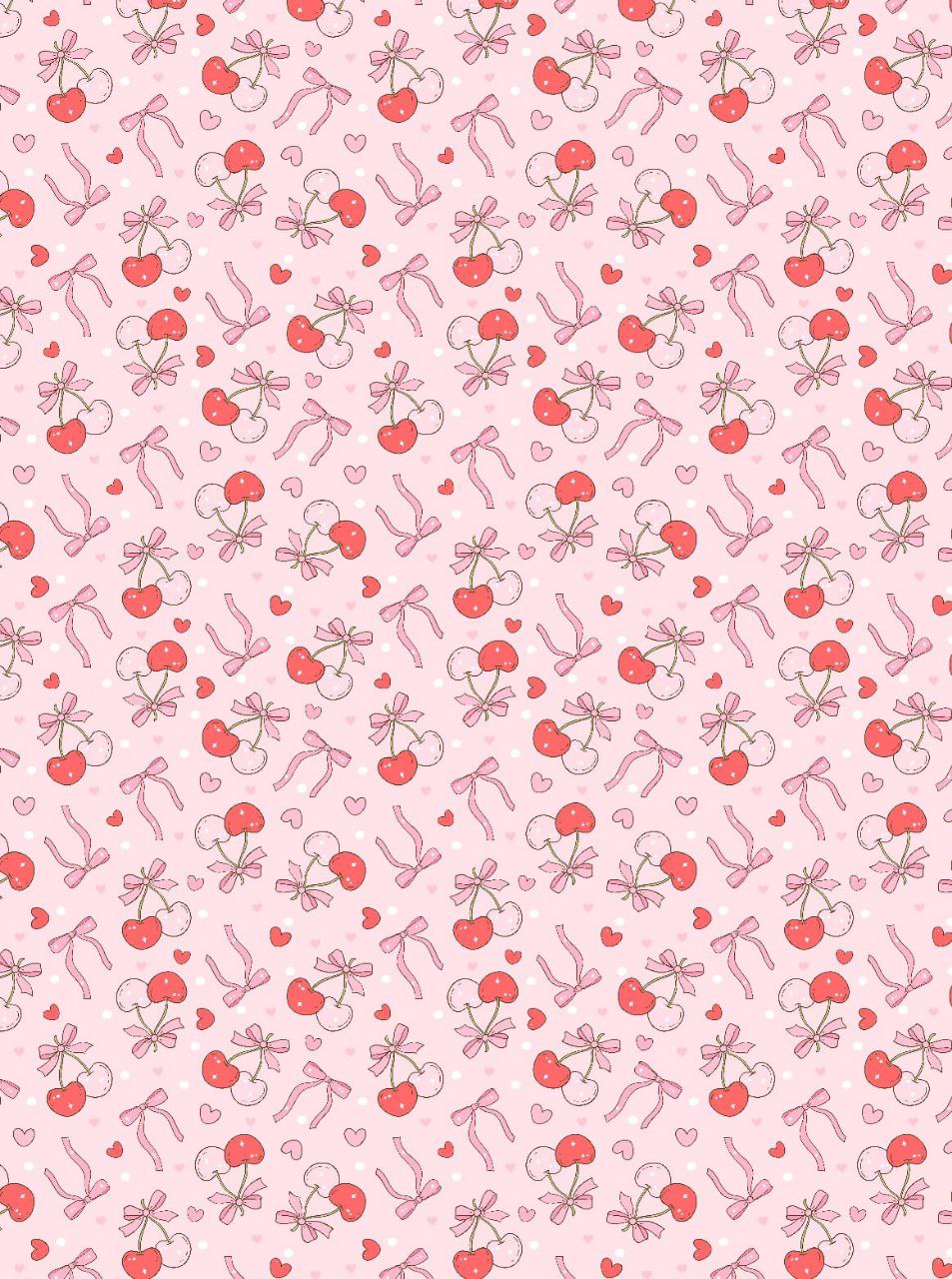 Cherries & Ribbon bows - Seamless (Instant Transfer Sheet)