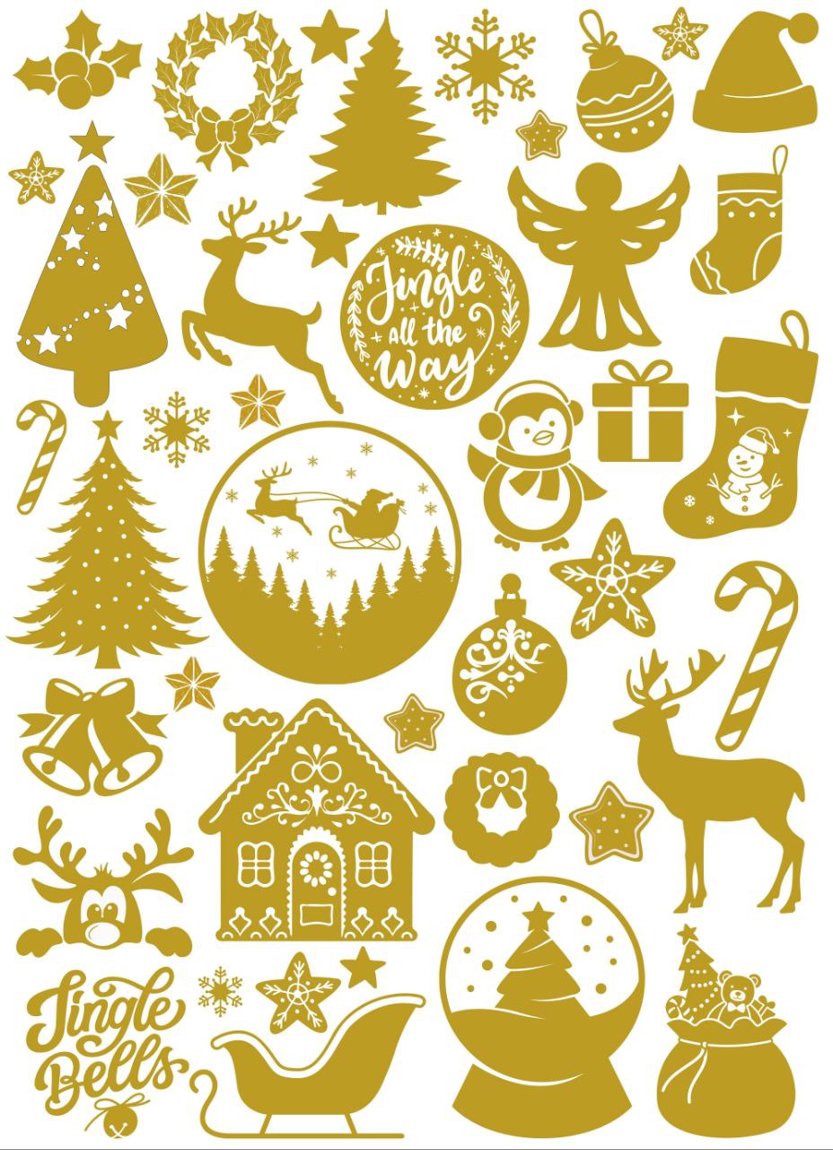 Christmas Elements Metallic Gold Colour (Instant Transfer Sheet) 1