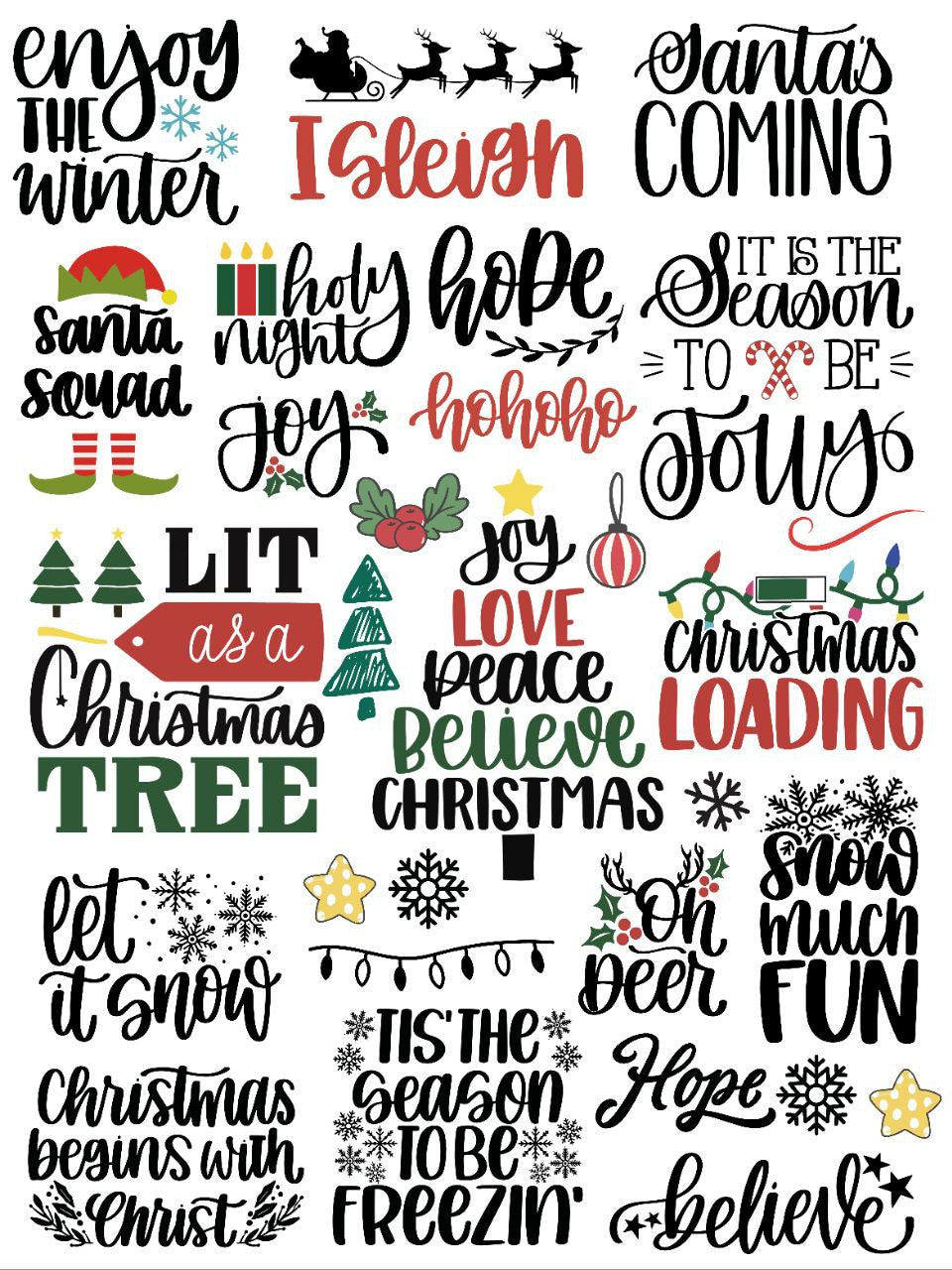 Christmas Greetings - Quotes (Instant Transfer Sheet)