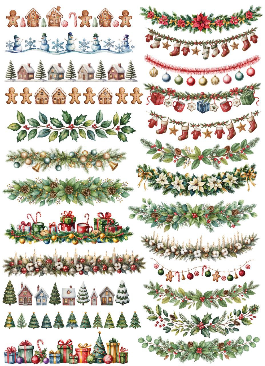 Christmas Theme Elements - Striped (Instant Transfer Sheet)