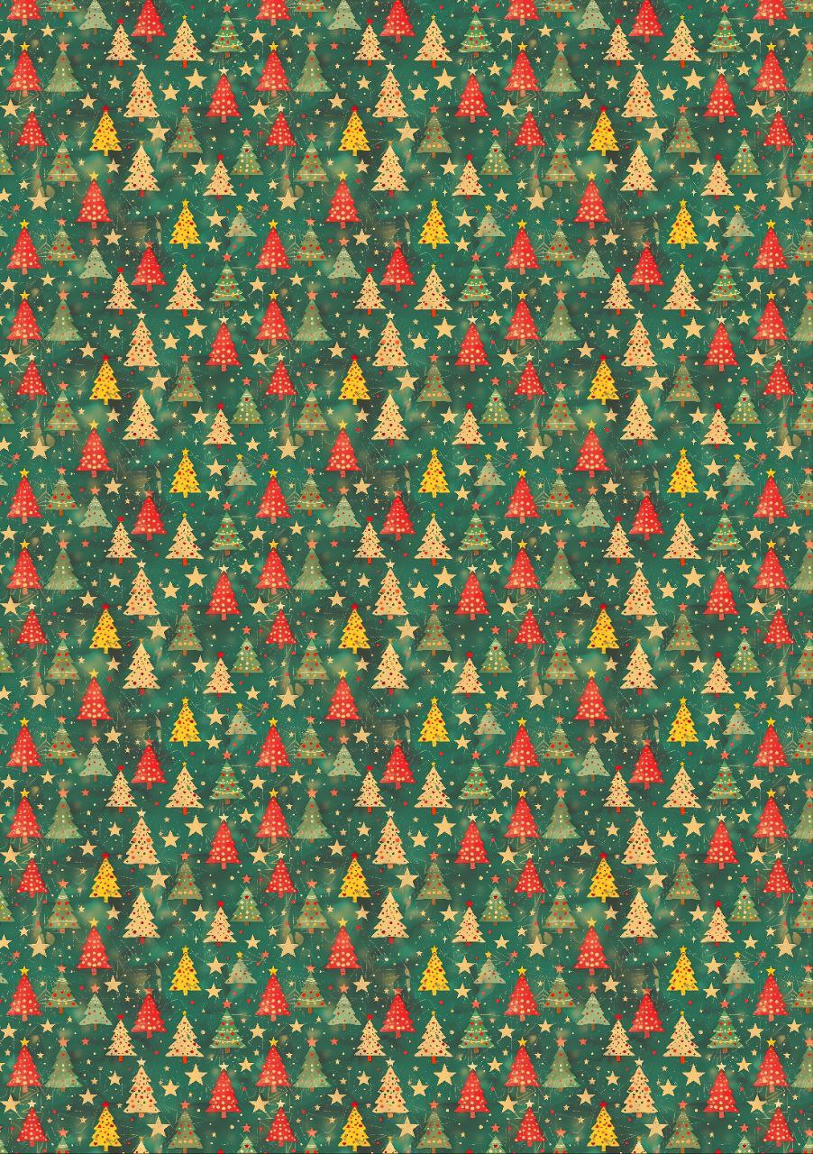 Christmas Tree Mix Decorations - Seamless (Decoupage Paper)