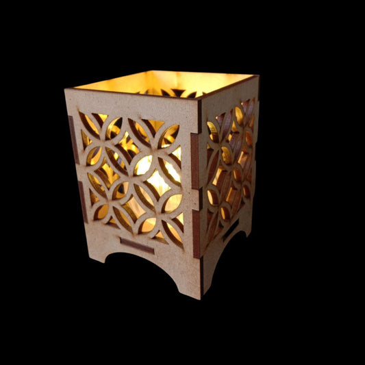 Circles & Diamond (MDF -Lasercut Tealight Lantern) Festive