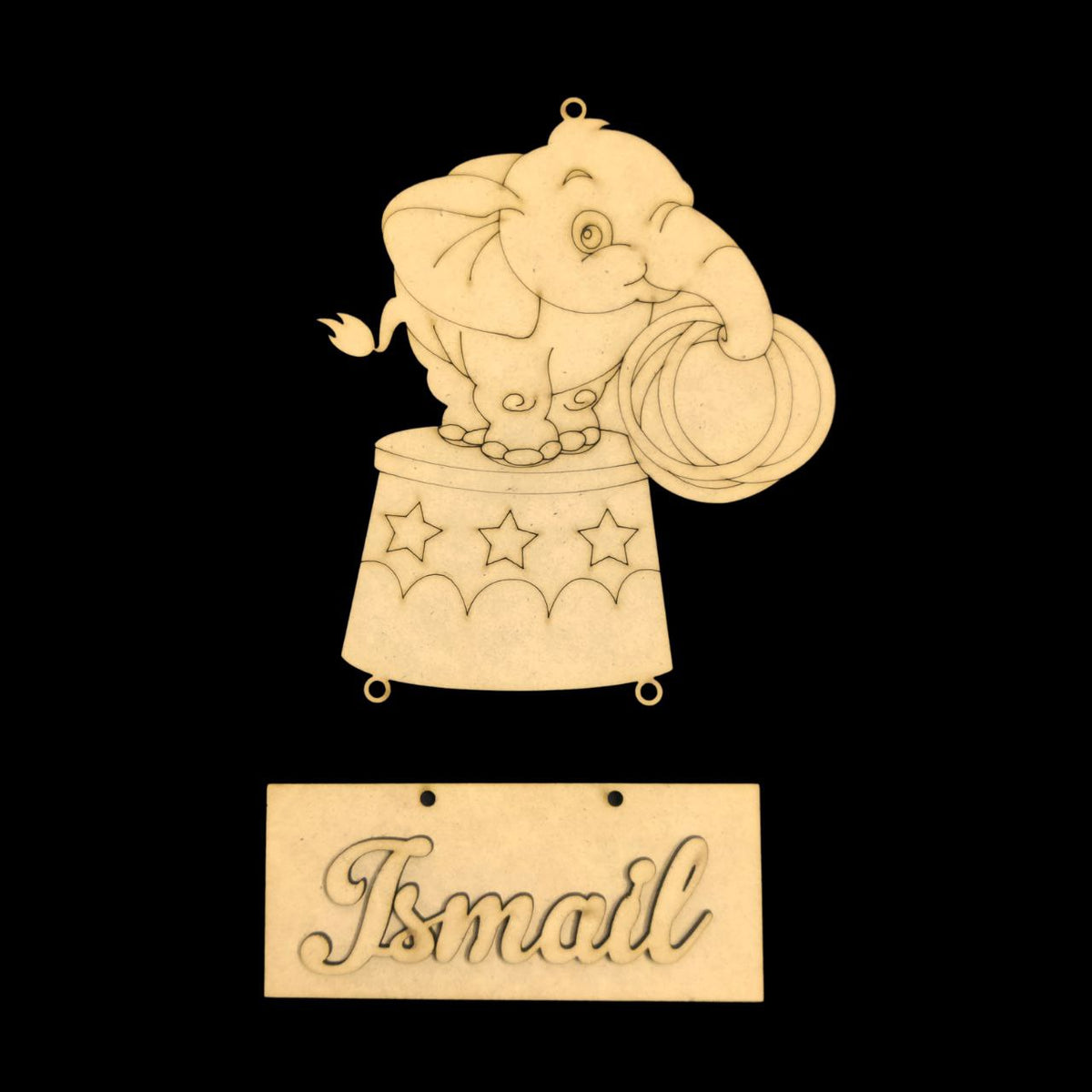 Elephant Circus ( Mini name plate - MDF ) Personalised