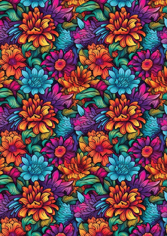 Colourful Flora abstract (Decoupage Paper)