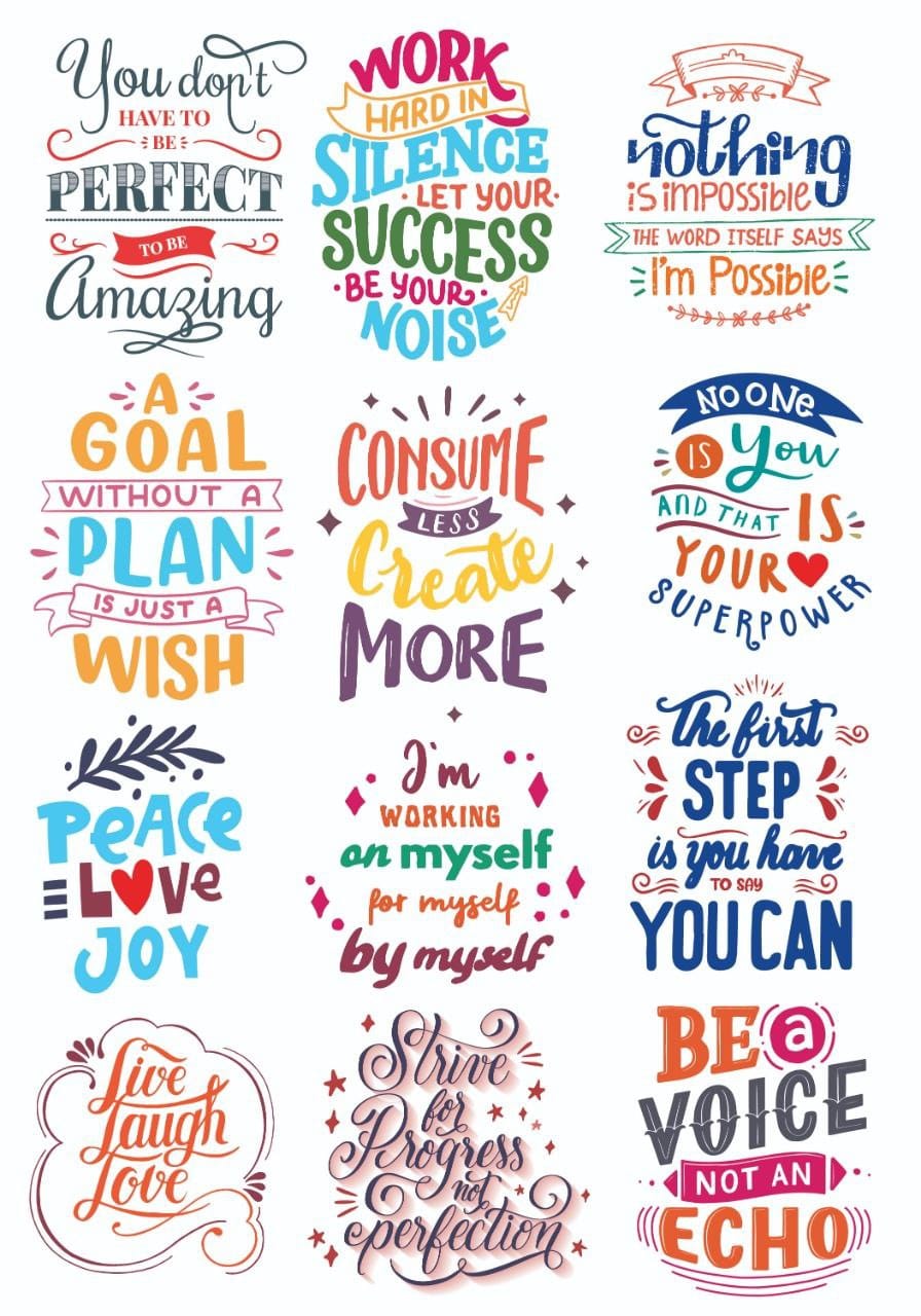 Colourful Quotes 1 ( Instant Transfer Sheets )