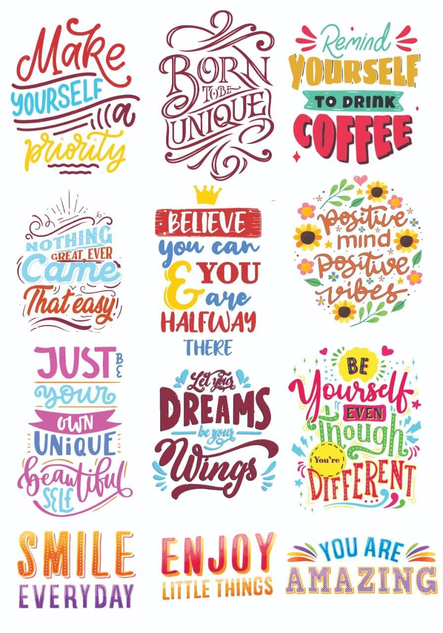 Colourful Quotes ( Instant Transfer Sheets )