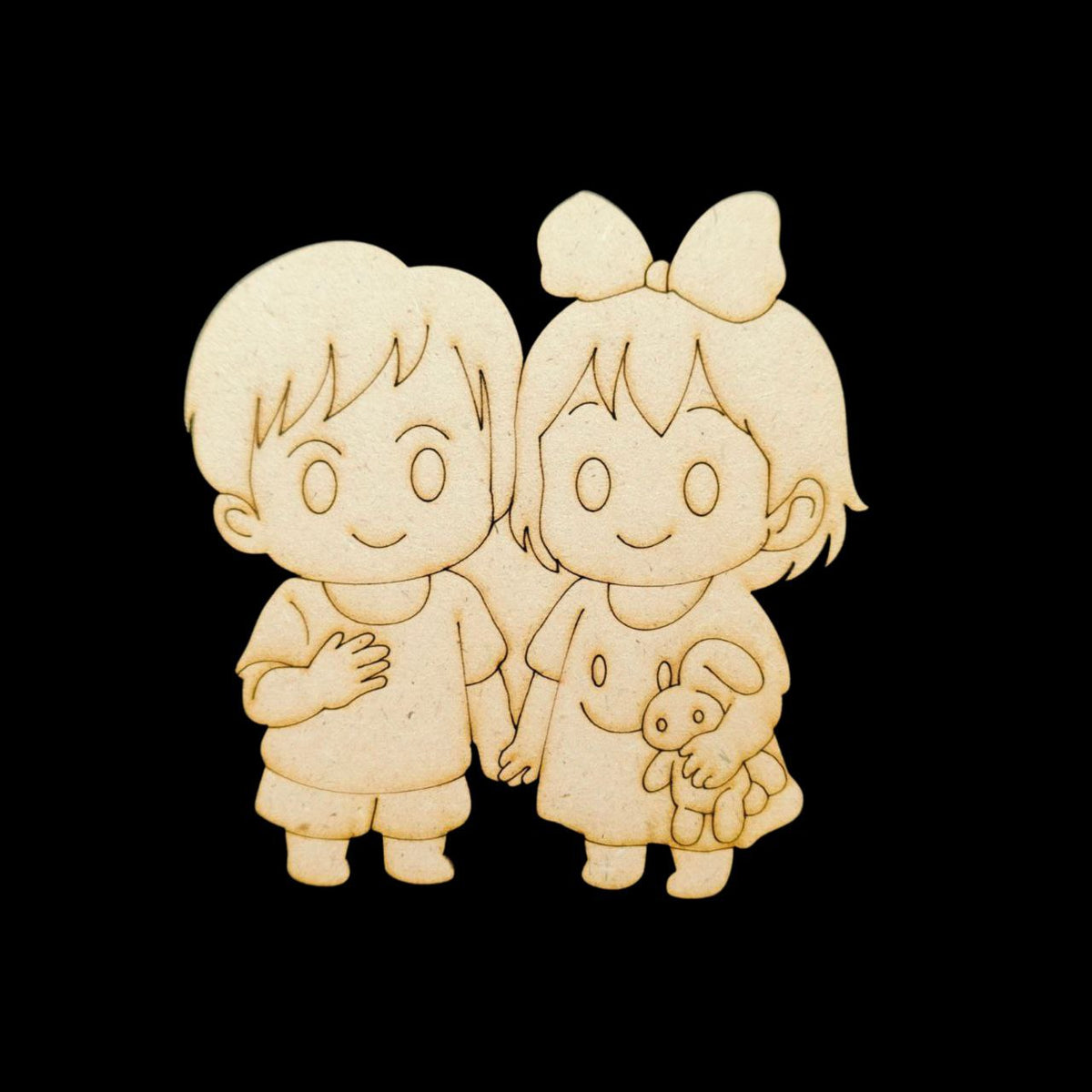 Cute Twins Brother Sister (MDF Premarked Base - Raksha Bandhan)