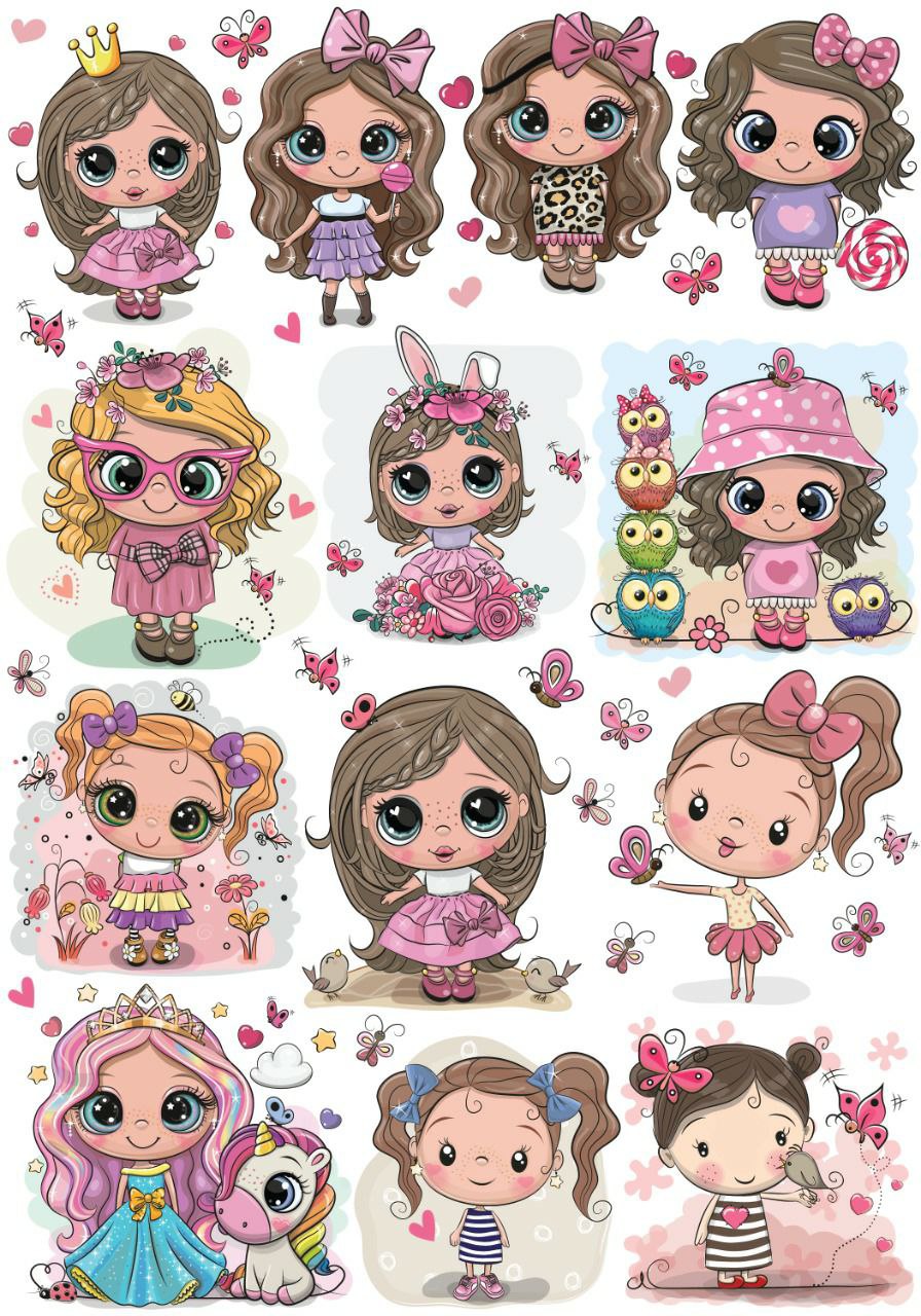 Cute Dolly Girls ( Instant Transfer Sheets )