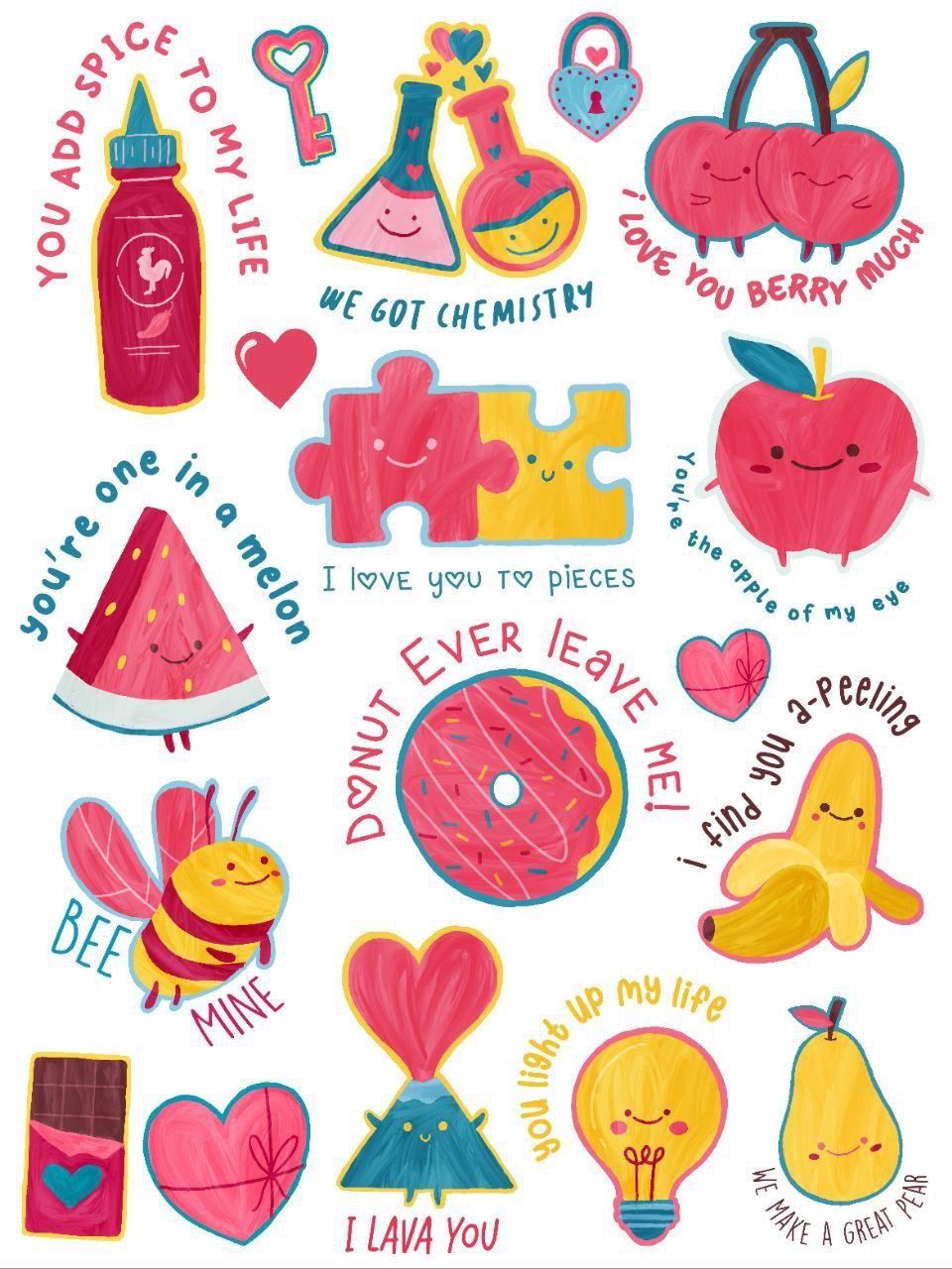 Cute Love Puns (Instant Transfer Sheet) Valentine's