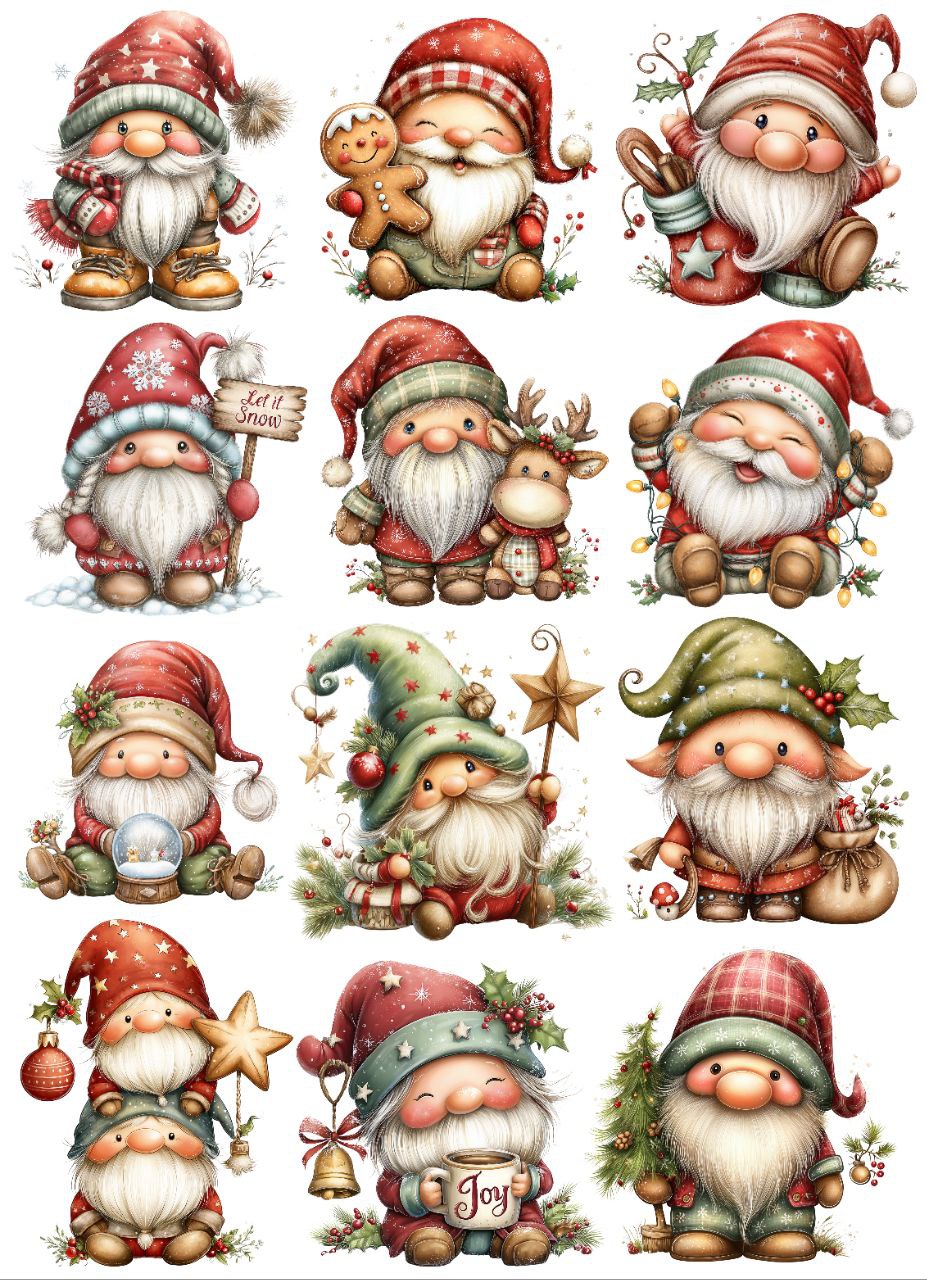 Cute Santa Elves and Dwarves - Christmas (Instant Transfer Sheet) 1