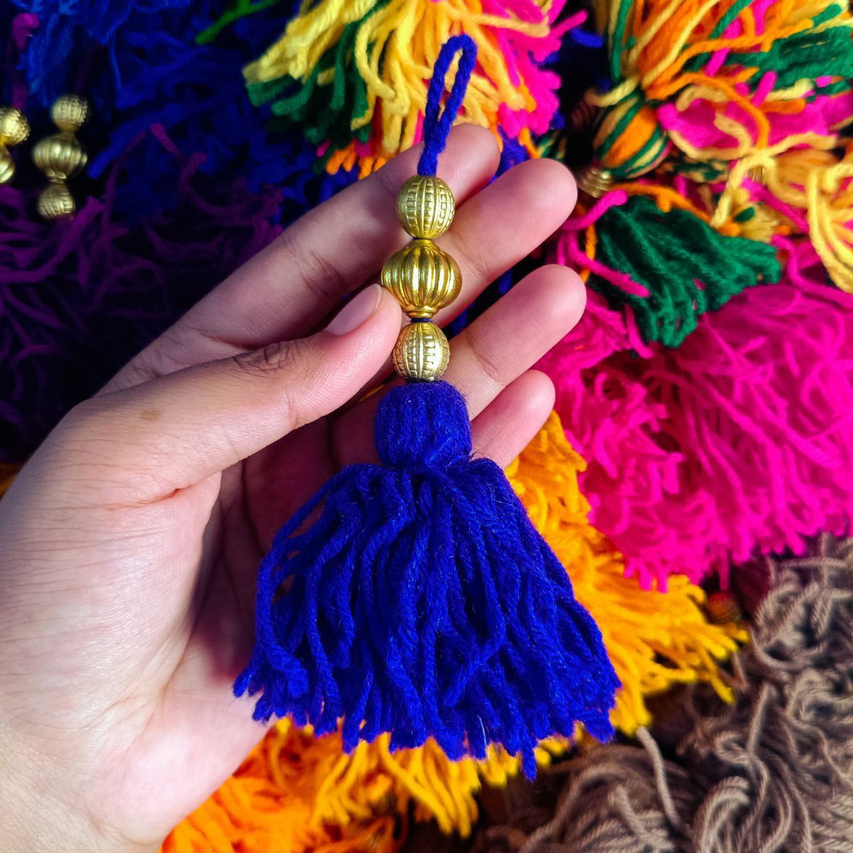 Dark Blue - Wool Latkan Tassel ( Craft Embellishment )