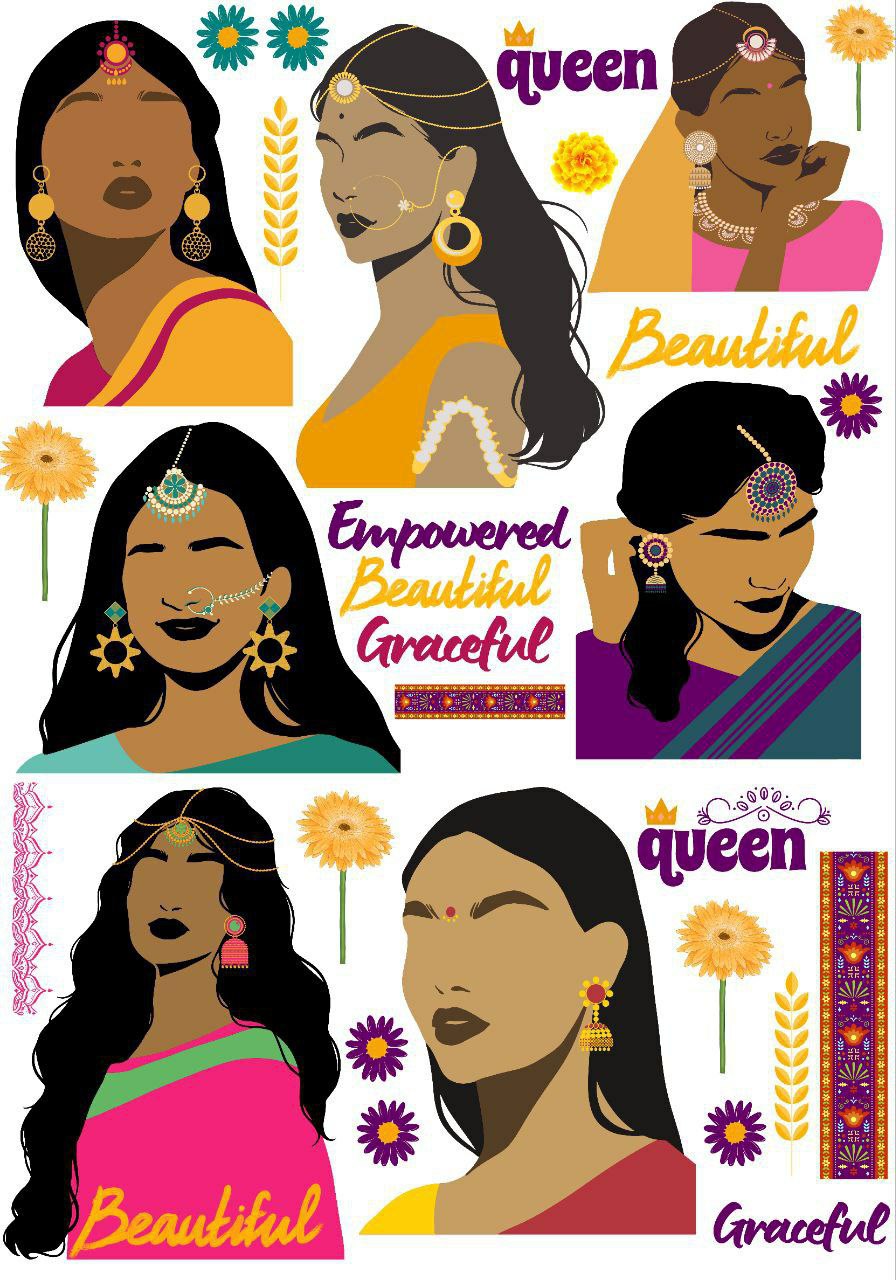 Desi Ladies ( Celebrating Women - Instant Transfer Sheet )