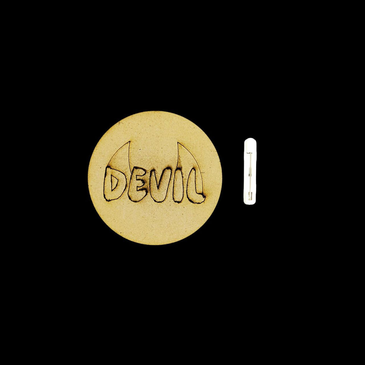 Devil horns (MDF Badge Base with Pin - Halloween Collection) Lasercut