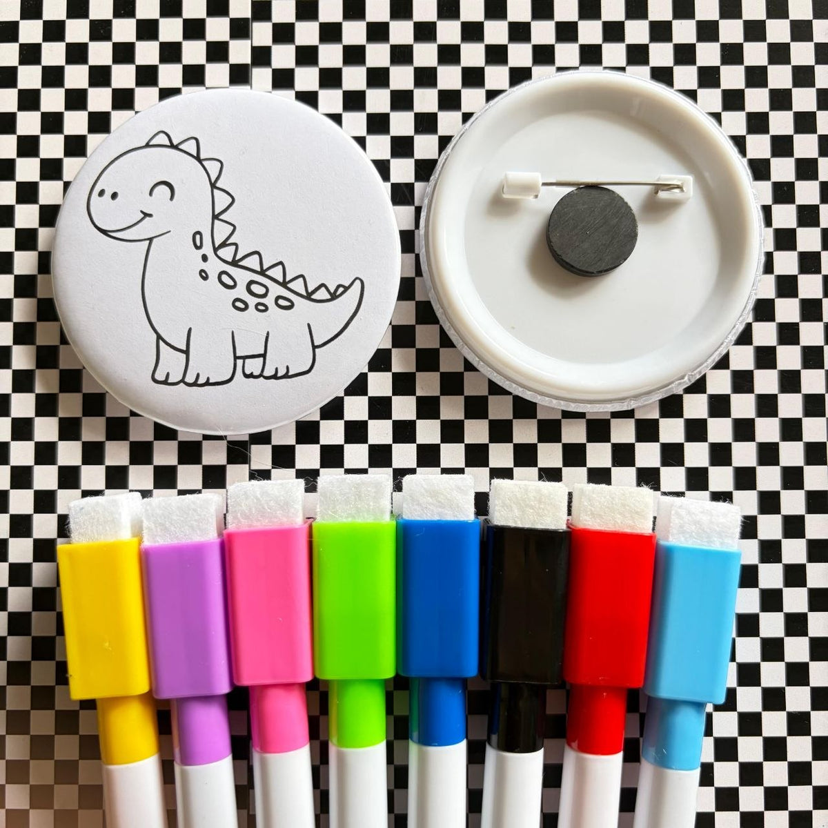 Dinosaur - Color & Wipe Badge cum Fridge Magnet Kit