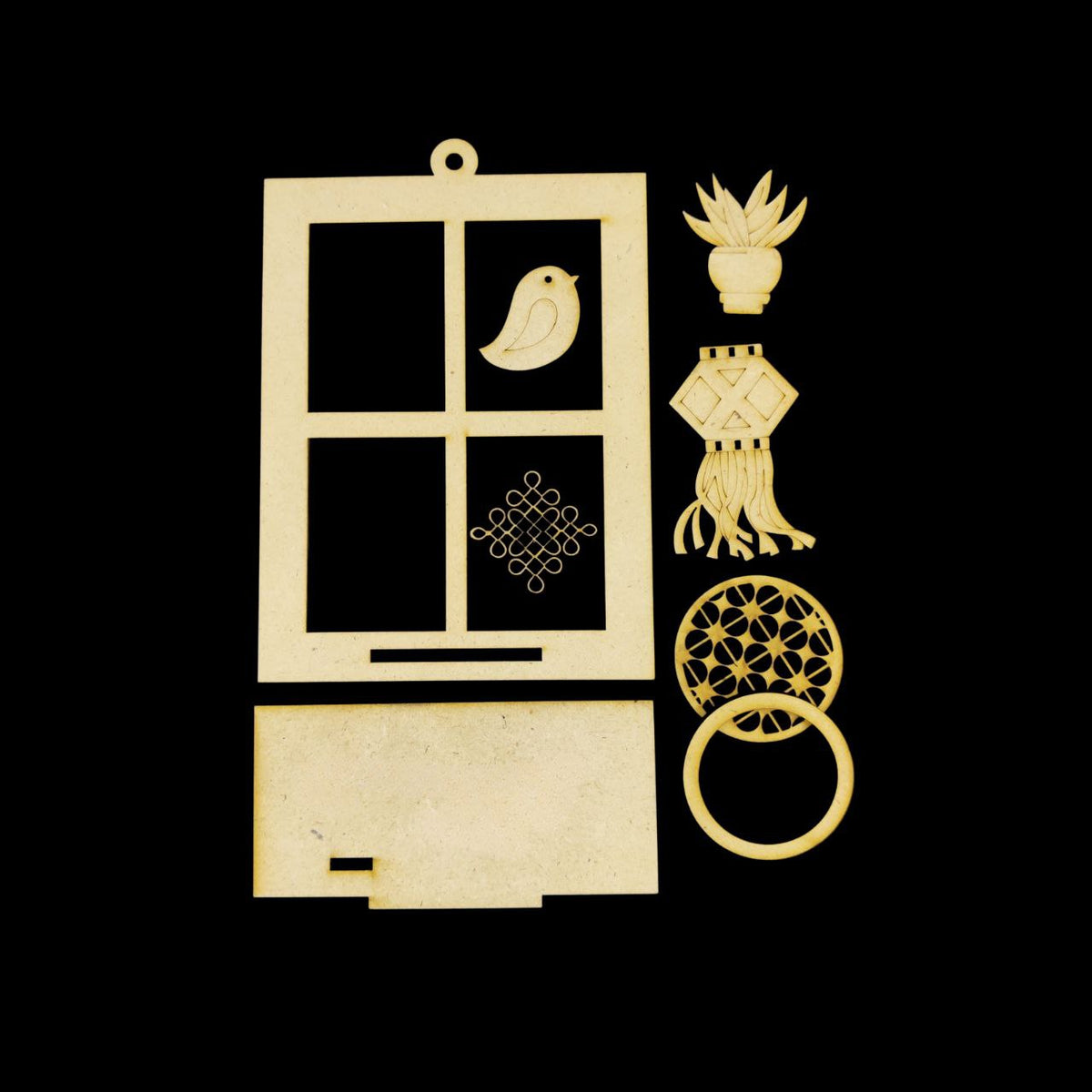 Diwali Window - Wall Tealight Holder with Embellishments (MDF)