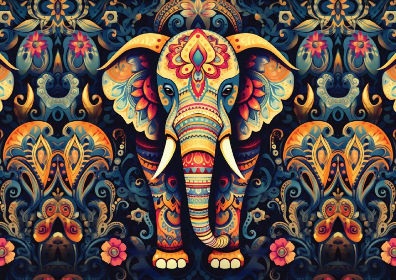 Elephant - Tribal Psy Art 2 (Decoupage Paper)