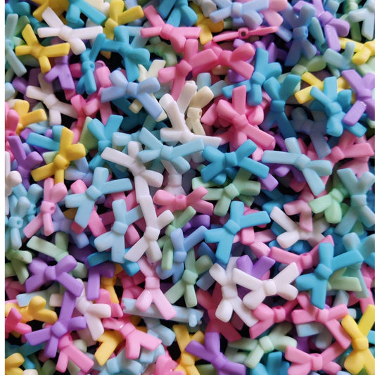 Flat Bows - Acrylic Beads (Mix Pastel Colours)