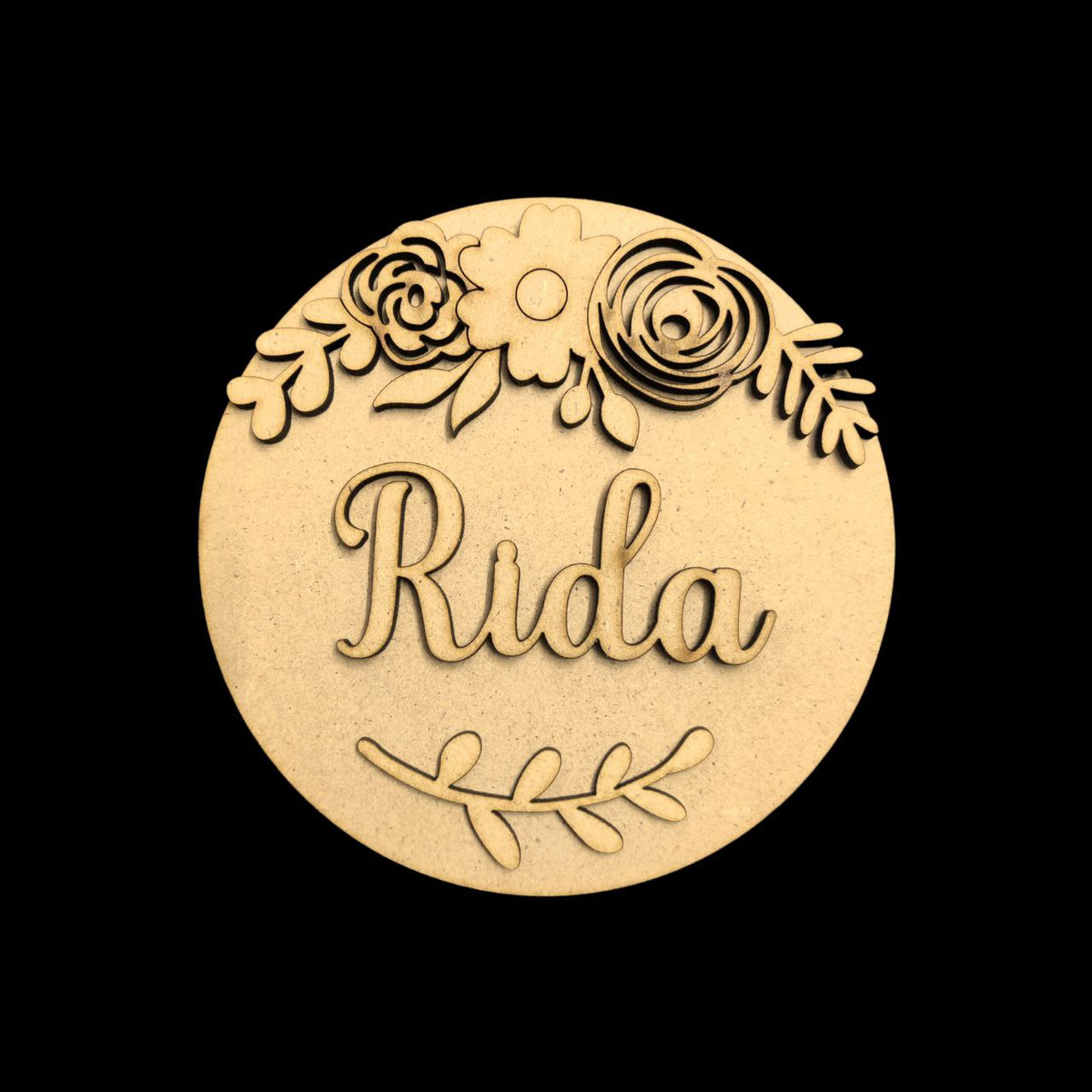 Floral - Fridge Magnet Base/Wall Hanging - With Name ( MDF- Personalised )