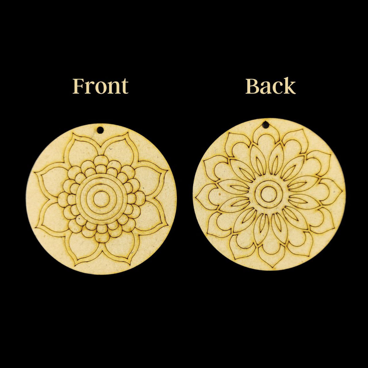 Floral Mandala - Front/back ethnic (MDF Premarked Keychain base)