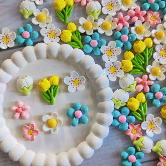 Floral Mixed Acrylic Charms-Cabochons (Flatback)