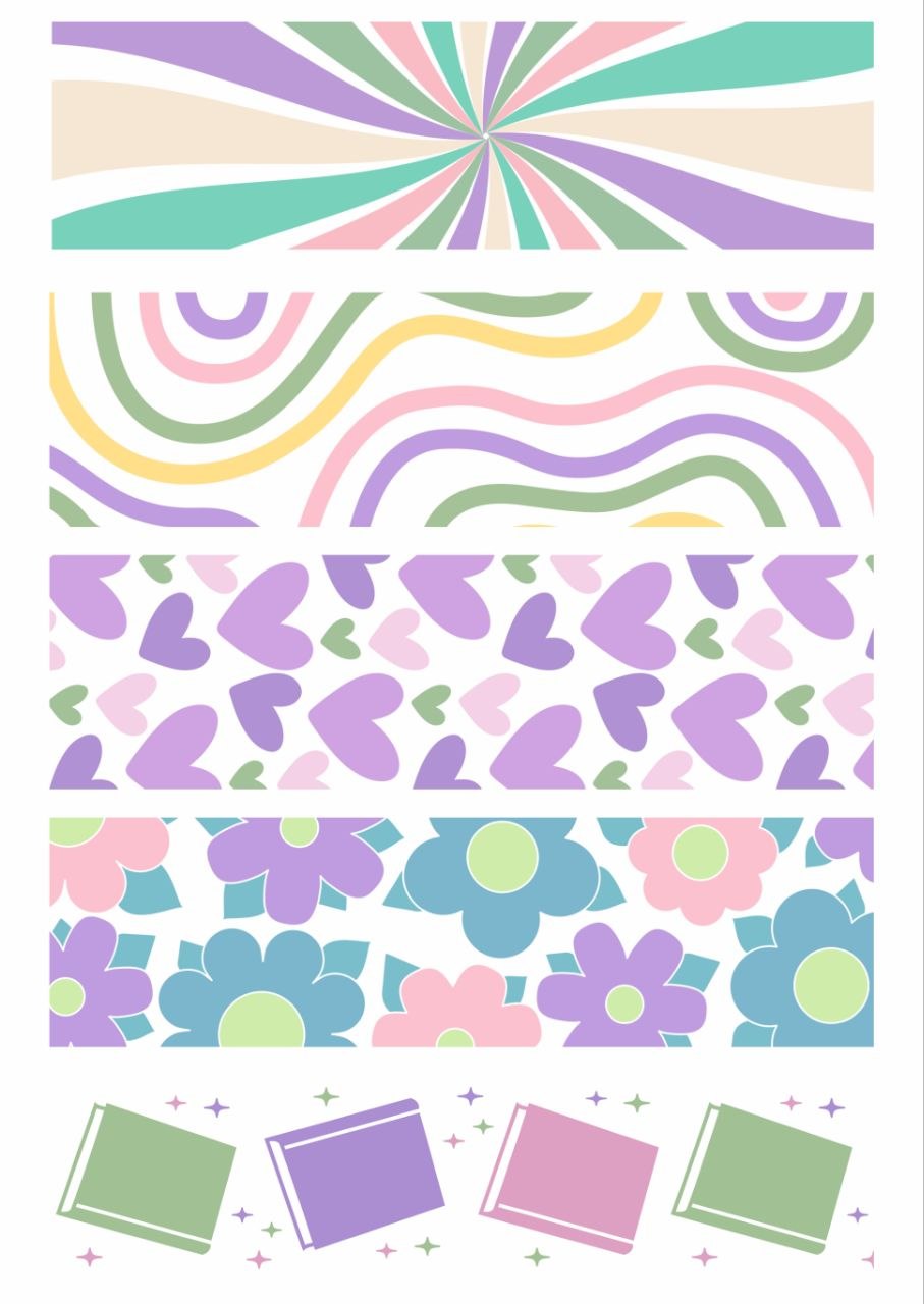 Floral Patterns n Abstract- Mini Bookmarks - Press N Peel Stickers (UV DTF) Size A6