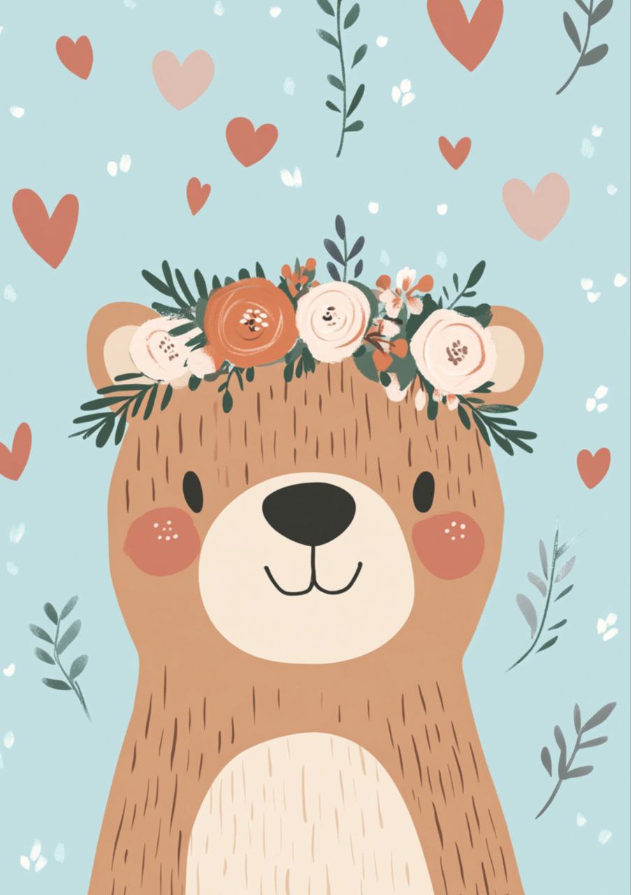 Floral Teddy Bear (Decoupage Paper)