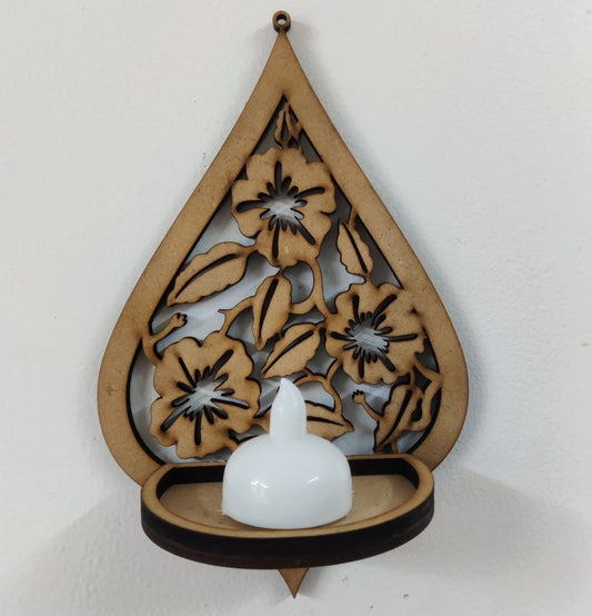 Floral Wall tealight Holder (MDF - Festive) 1