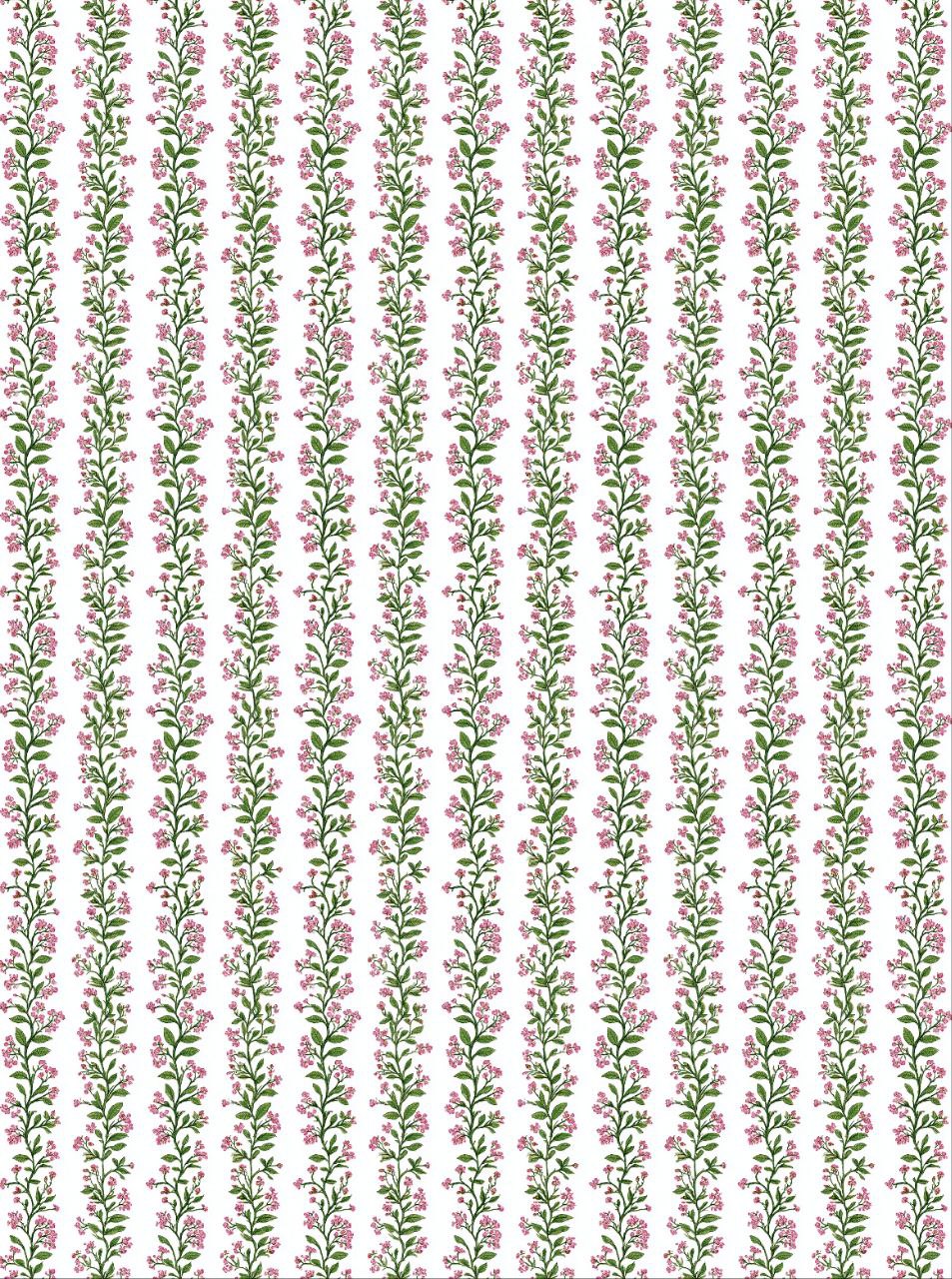 Flower Bud Striped Vines - Vertical (Decoupage Paper)