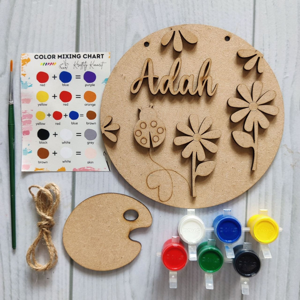 Flower Garden - DIY Name Plate Kit (Personalised MDF)