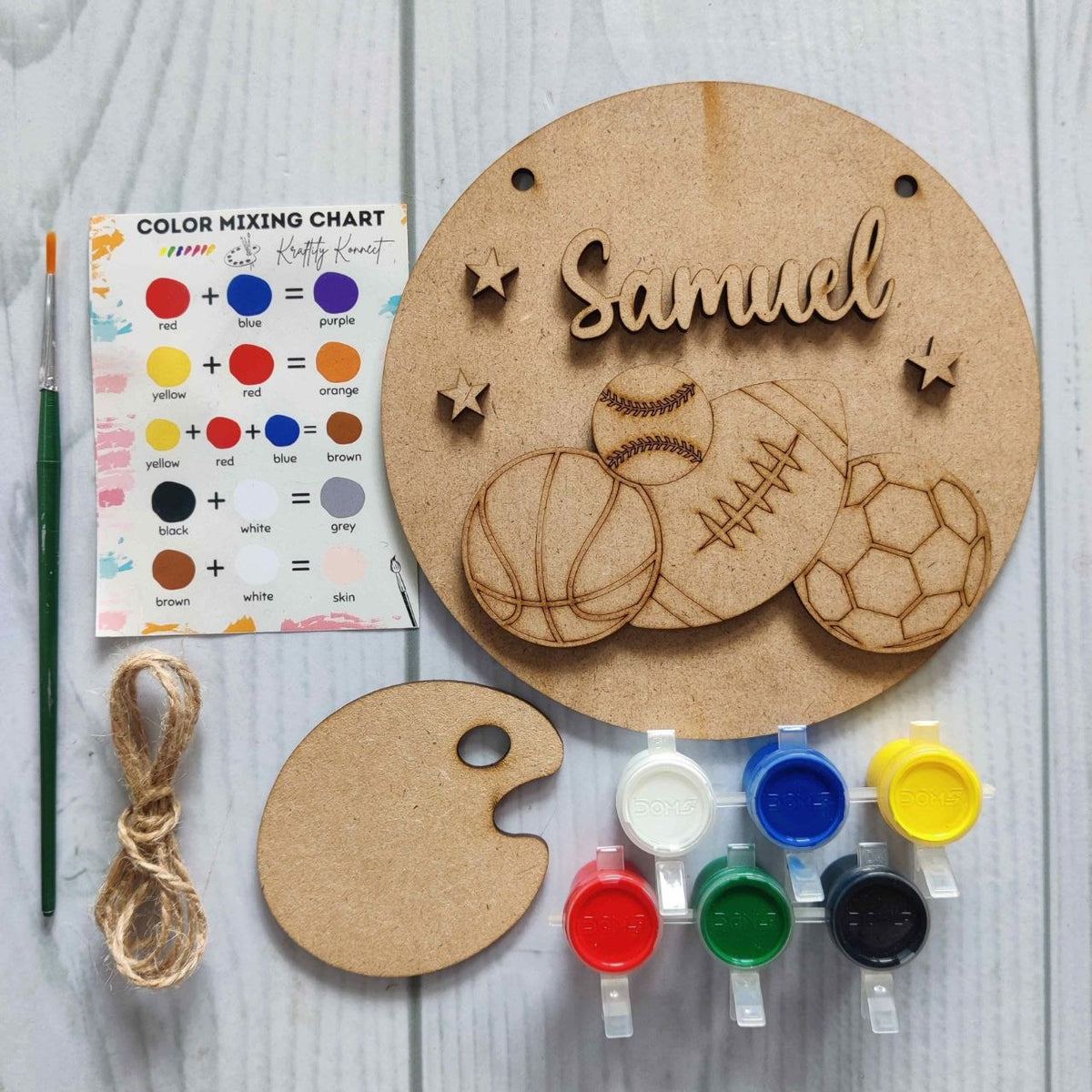 Football Basketball Soccer Baseball - DIY Name Plate Kit (Personalised MDF)