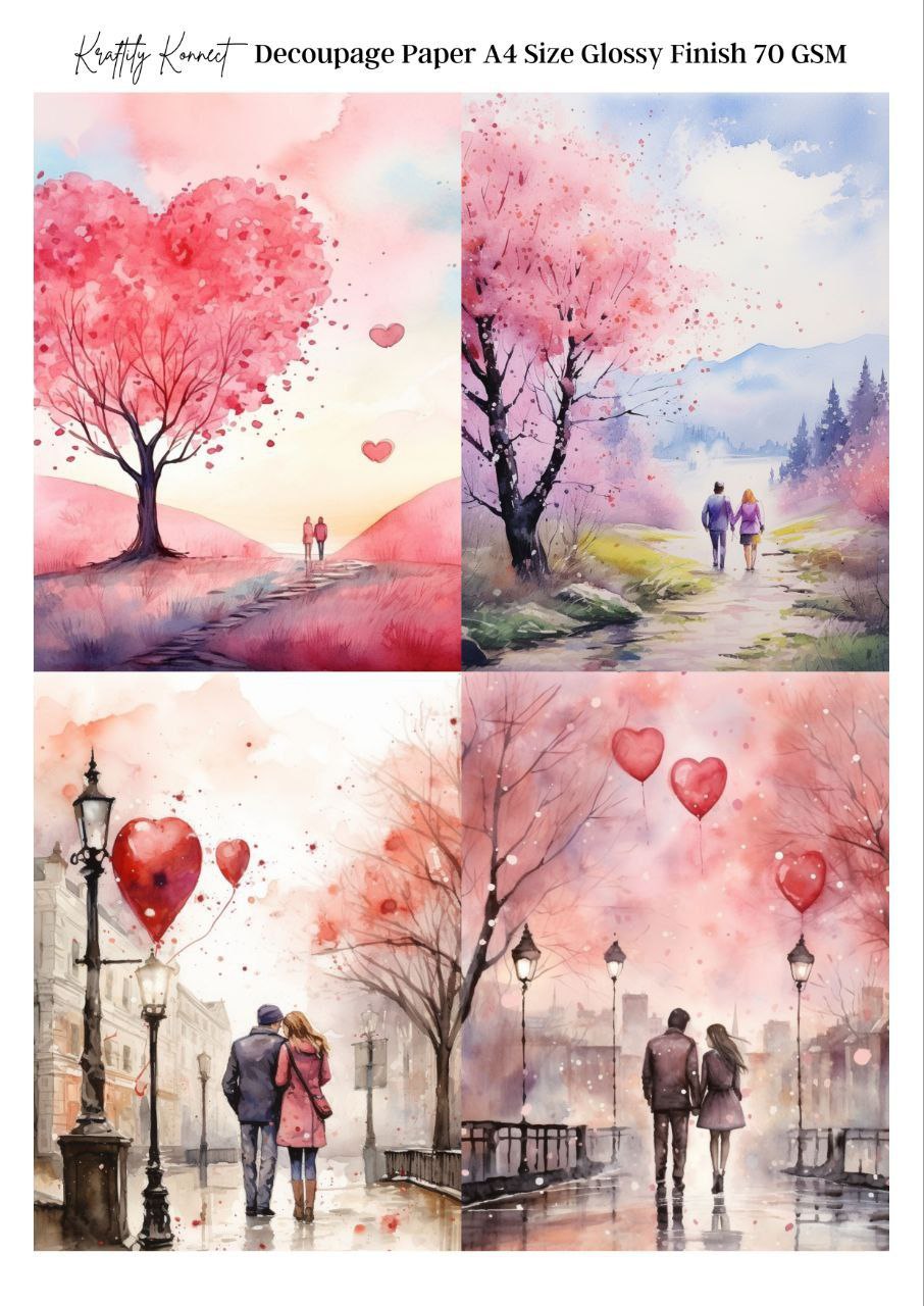 Forever in Love - 4x (Decoupage Paper - Valentine's)